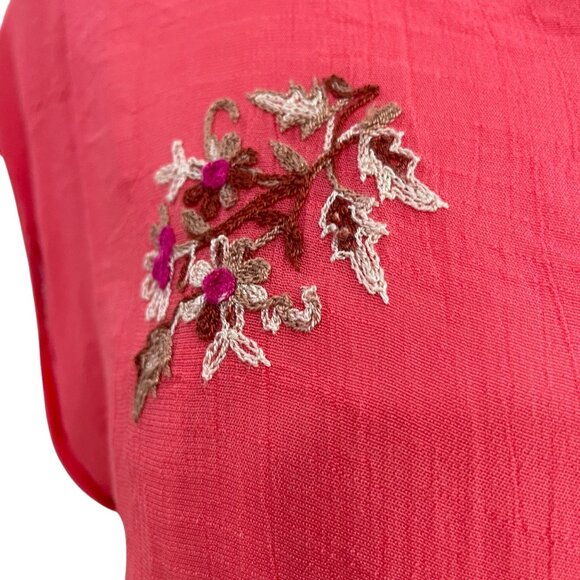 Cure Pink Embroidered Boho Top 3XL Floral Tunic Lightweight Keyhole Cottagecore - Picture 6 of 9